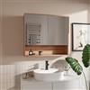 HAJDUK FURNITURE Mobile Bagno Sospeso 78x70 cm Rovere Sonoma - Armadietto Bagno con Specchio a Muro, 2 Ante e Ripiani, Design Moderno Senza Maniglie