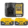 DEWALT B DCB184 XR - Batteria agli ioni di litio, 5,0 Ah, 18 V, confezione doppia + caricabatterie DCB115, colore: Giallo