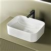 EMKE Lavabo da Appoggio Rettangolare 50,5 × 38 × 15 cm - per WC Ospiti, Ceramica per Bagno,Bianco Lucido
