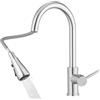 CECIPA Rubinetto Lavello Cucina con Doccetta Estraibile, Miscelatore Cucina con con Rotazione 360, 3 Modalità Acqua, Rubinetto Cucina Acciaio Inox, Risparmio Idrico, Spazzolata