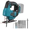 Roadtime Sega a batteria compatibile con batteria Makita da 18 V (senza batteria), seghetto alternativo elettrico brushless da 450 W, profondità di taglio 55 mm, luce laser LED, 10 lame e scatola di plastica