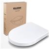 MUJIUSHI Copriwater Universali, MUJIUSHI Sedile WC con Chiusura Ammortizzata, Tavoletta WC di Materiale Robusto a Forma D & Sgancio Rapido&Dimensione Standard Universale Compatibile, Bianco Non Ingiallamento