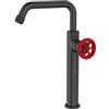 Essebagno Indus Rubinetto per lavabo alto nero con leva rossa
