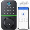 KUCACCI Smart Door Lock Deadbolt with Keypad: Keyless Entry Door Lock - Serratura a impronta digitale per porta d'ingresso - Serratura elettronica con controllo Bluetooth e APP