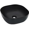 Homgoday Lavabo 42,5x42,5x14,5 cm Ceramica Nero, Lavabo da Posare, Lavabo da Bagno Lavello da Banco per WC, Spogliatoi, WC per ospiti