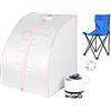 HUOLE Sauna A Vapore Portatile Pieghevole Casa Isolante A Quattro Strati Addensare Kit Tenda Sauna Spa per Una Persona Cabina Pieghevole con Telecomando Piccola Sedia Pieghevole EU Plug 220V