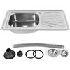 RELOVE Lavello da cucina Vasca singola in Acciaio Inox Spazzolato, Caravan Lavandino, Lavello appoggio inox piano con sifone e piletta (90 * 50 * 15cm)