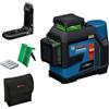 Bosch Professional Livella laser a linee GLL 12V-100-33 CG (3 linee laser verdi a 360°, raggio d'azione di 100 m (raggio), Levelling Remote, IP 65, LB 10, 4xLR6 da 1,5 V (AA), adattatore, custodia)