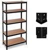 Relaxdays Scaffale in Metallo, Capacità fino a 1325 kg, 5 Ripiani ad Incastro Cantina HLP 180x90x45cm Acciaio, MDF, Nero