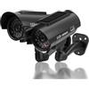 Pongnas Telecamera di Sicurezza Finta, Telecamera Fittizia Impermeabile Ad Energia Solare con Luce LED Lampeggiante per Uso Interno Ed Esterno