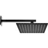 Inbagno Kit doccia nero opaco con braccio 35 cm e soffione rettangolare 30x20 cm, in acciaio inox con snodo orientabile e ugelli anticalcare