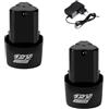 HGTYBCAR Batteria ricaricabile agli ioni di litio da 12 V e 1500 mAh, compatibile con avvitatore elettrico, trapano elettrico, mini smerigliatrice angolare.(2 12V 1 Charger)