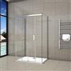 AICAit 195 cm Box Doccia a Tre Lati Porta Scorrevole con 2 Pareti Laterali 120x70x70 cm Cristallo 8 mm Temperato Trasparente Anticalcare Telaio Cromato Lucido