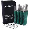 Walker Locksmiths KLOM - Set di 32 grimaldelli, grimaldelli dentellati, a uncino e tensori, in acciaio inossidabile, multicolore