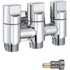 RANRAO Valvola di deviazione dell'acqua a 3 vie Valvola di deviazione dell'acqua 1-in-3-Out Rubinetto a tre vie Valvola ad angolo per WC Bidet Doccia Potenza Lavello da cucina
