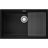 PRIMAGRAN Lavello sottotop Nero 76x47cm, Lavandino in Granito a 1 vasca + Set di accessori, Lavabo da Cucina al Mobile 80cm - Prague Level S529