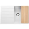 PRIMAGRAN Lavello da Cucina Bianco 78x50cm, Lavandino in Granito a 1 vasca + Set di accessori, Lavabo da Cucina Incasso al Mobile 50cm - Copenhagen Top S528