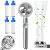 Gorger Soffione Doccia Alta Pressione, Universale Risparmio Idrico Doccia, Soffione Doccia Anticalcare Girevole a 360 °, Con 4 Filtri In Cotone PP, Doccino per Doccia ad Elica ad Alta Pressione (argento)