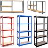 BRIEFNESS Scaffale per garage e capannoni, 180 x 90 x 40 cm, in acciaio inox, 5 ripiani in MDF, con ripiano regolabile, zincato