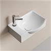 EMKE Lavabo Sospeso 405 x 280 x 140 mm - Lavabo Compatto ed Elegante per Piccoli Bagni e WC Ospiti - Rubinetto a Sinistra, Installazione a Parete, Bianco Lucido