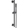 Yalsfowe Asta doccia con doccetta, soffione doccia a telefono con flessibile, soffione doccia ad alta pressione in ottone, asta doccia regolabile in altezza in acciaio inox,Gun gray