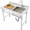 ZENGRICE Lavandino da cucina in acciaio inox, 1 vasca, 100 x 60 cm, pratici rubinetti a 360°, piedini regolabili, per la pulizia di piatti, pentole, carne, vestiti