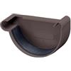 INEFA Testata per grondaia, semicircolare, in PVC 125mm, sinistra, marrone scuro accessori per grondaie pvc, montaggio facile a innesto, Made in Germany