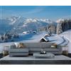 Generic Carta da Parati Montagna di Neve 350x250 cm Fotomurale da Parete Bosco Invernale Carta Parati Adesiva Muro 3D Poster Giganti da Parete Camera da Letto Soggiorno A-5116