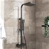 AICA ITALY SRL AICA Colonna Doccia con Miscelatore, Saliscendi Doccia Altezza Regolabile 80cm-120cm, Colonna Doccia con Soffione e Doccetta Quadrata 22x6.4cm, Miscelatore Termostatico Doccia in Acciaio Inox Nero