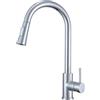 VBChome Rubinetto da cucina in acciaio inox cromato con beccuccio estraibile, girevole a 360°, con pulsante per tipi di getto, moderno miscelatore per lavello