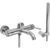 Rea - Rubinetto Vasca Doccia Lungo Cromo Miscelatore Vasca Con Doccetta In Ottone Per Bagno Caldo E Freddo Regolabile (Cromo) 19x25x4,5cm
