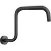 RANRAO Elegante staffa per doccia con flangia, montaggio a soffitto, prolunga per soffione doccia con flangia, tubo a forma di S, finitura cromata a collo d'oca lungo (nero)