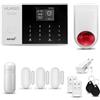 HUXGO® HXA005 Allarme casa senza fili WiFi + GSM con wireless Sirena| Kit allarme con 1x rilevatore di movimento, 3x sensori per porte e finestre, telecomando | TUYA Smartlife App