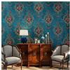 JLWM Carta Da Parati Barocco Americano 3D Sollievo Tnt Tessuto Non Tessuto Pastorale Stile Europeo Lusso Vintage-blu-0.53x10m