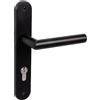 Gedotec Set di maniglie a leva nero opaco [PZ - cilindro] 1x ferramenta per porte a piastra lunga I Maniglie per porte interne L-FORM I Maniglia per porte di spessore 35-47 mm