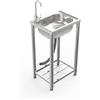 ZJDCQGS Lavabo Cucina 1 Vasca, Lavandino in Acciaio Inox Esterno con Rubinetto Lavandino Commerciale Lavelli Autoportante Lavello di Utilità Lavabo Lavamani Industriale Garage 60X45cm