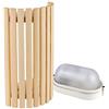 Saunainter Kit di Illuminazione per Sauna Paralume Sawo 914-VP in Pino con Lampada Sauna E27 IP54 e Cavo Siliconico 5m SiHF
