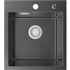 Sofetiy Lavello da cucina nero antracite 40 x 45 cm, con sifone, lavello da cucina in acciaio inox rettangolare per sottolavelli a partire da 40 cm di larghezza, lavandino da incasso, piccolo lavello
