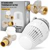 Instalguru Set di termostati Set di termostati a linea diritta 1/2 pollici Testina termostatica Valvola termostatica Raccordo di ritorno Valvola per termosifone Accessorio per termosifone Riscaldamento