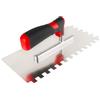 woplus Cazzuola dentata 12 x 12 mm per la posa di piastrelle, spatola dentata in acciaio inox, manico ergonomico professionale, in acciaio inox, 270 x 130 mm