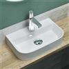 Mai & Mai Lavabo da Appoggio 38x23,5x8cm, Lavabo Bagno Sospeso in Ceramica Lavandino Bagno con Nano Rivestimenti inclusi, Bianco, Brüssel003