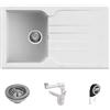 Quareco Prime 861 Lavello da Incasso Granito Bianco 86x50 1 Vasca con Gocciolatoio QLP861BI