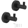Beufee 2 Pezzi Ganci a Ventosa, Gancio per Asciugamano Bagno, Ganci Appendiabiti, Gancio Da Parete in Acciaio Inox, Nero Appendiabiti Da Parete per Carichi Pesanti