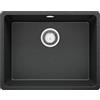 PRIMAGRAN Lavello sottotop Grafite 56x44cm, Lavandino in Granito a 1 vasca + Sifone Classico, Lavabo da Cucina al Mobile 60cm - Venezia Easy S063
