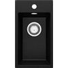 PRIMAGRAN Lavello da Cucina Nero Metallico 28x50cm, Lavandino in Granito a 1 vasca + Sifone Classico, Lavabo da Cucina Incasso al Mobile 30cm - Riga S004
