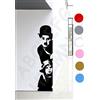 AWS Adesivo Charlie Chaplin Wall STICKERS il monello vinile parete murale decorazione parete 3 misure e 7 colori disponibili (125 cm X 29 cm, nero)
