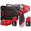 Milwaukee - Trapano a percussione M12 FPD-202X, 2 batterie 12 V 2.0 Ah, 1 caricatore C12C 4933459802