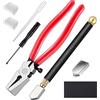 Chavisenty Kit tagliavetro per vetro colorato con pinze per vetro resistente e strumento tagliavetro a matita