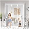 Bestes Zanzariera Magnetica 140x230cm Bianco Doppie porte Chiusura Automatica Zanzariera Porta Finestra a Calamita Resistente Traspirante Tenda Anti Mosche, per Balcone Soggiorno