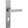 Domino Maniglia per porta 72 Set di maniglie PZ - cilindro profilato Set di maniglie per porta da camera, porta ufficio, porta cantina e porta interna a forma di L in alluminio Satin Chrome Light